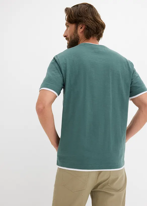 T-shirt av slubbgarn med 2-i-1-look, bonprix