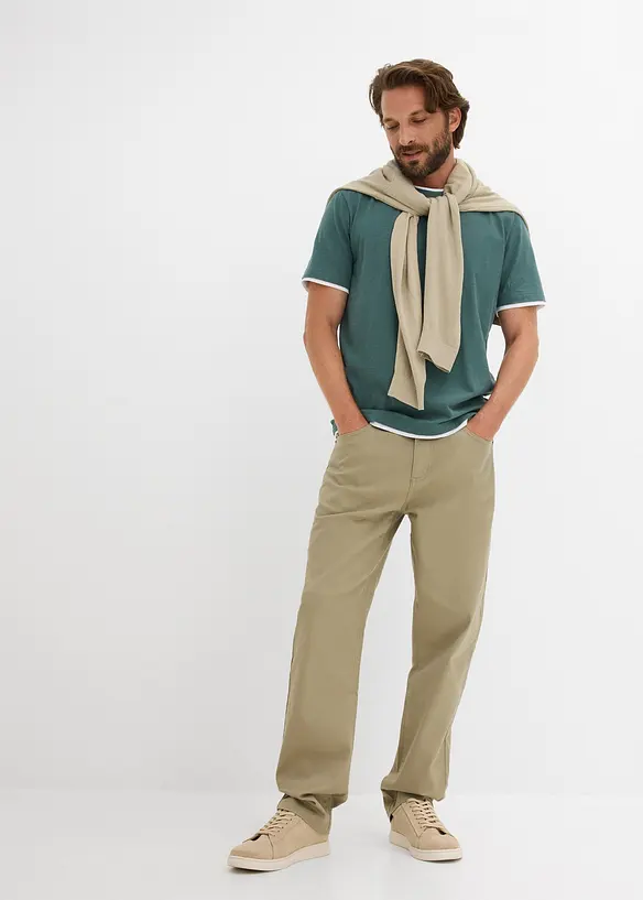 T-shirt av slubbgarn med 2-i-1-look, bonprix