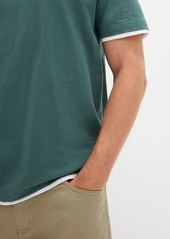 T-shirt av slubbgarn med 2-i-1-look, bonprix