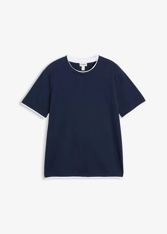 T-shirt av slubbgarn med 2-i-1-look, bonprix