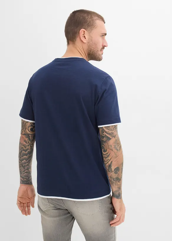 T-shirt av slubbgarn med 2-i-1-look, bonprix