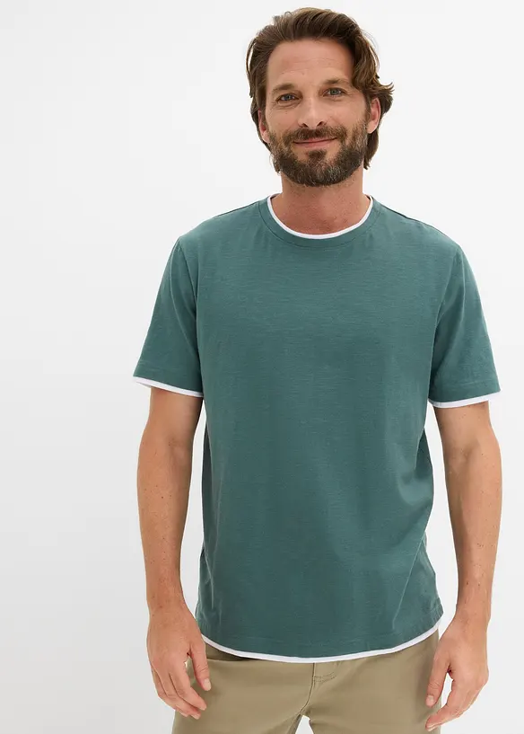 T-shirt av slubbgarn med 2-i-1-look, bonprix