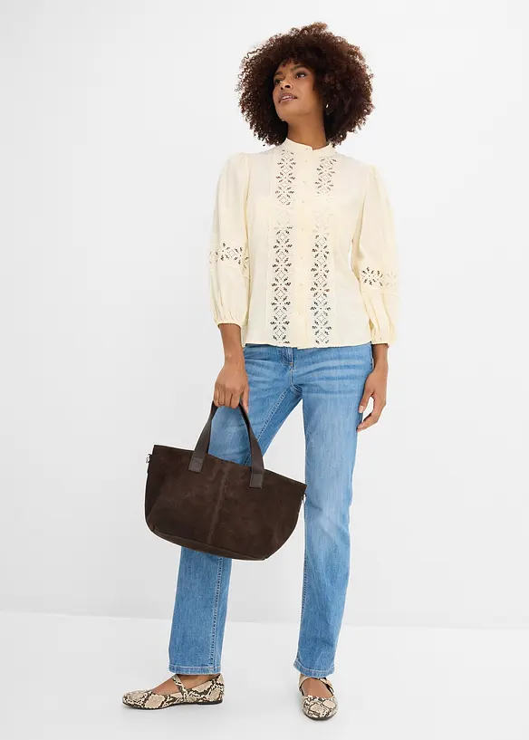 Straight Jeans Mid Waist, med bekv&auml;m midja, bonprix