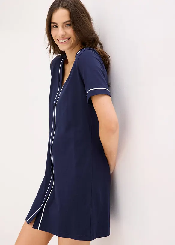 Kort nattlinne i bomull med knappsl&aring;, bonprix