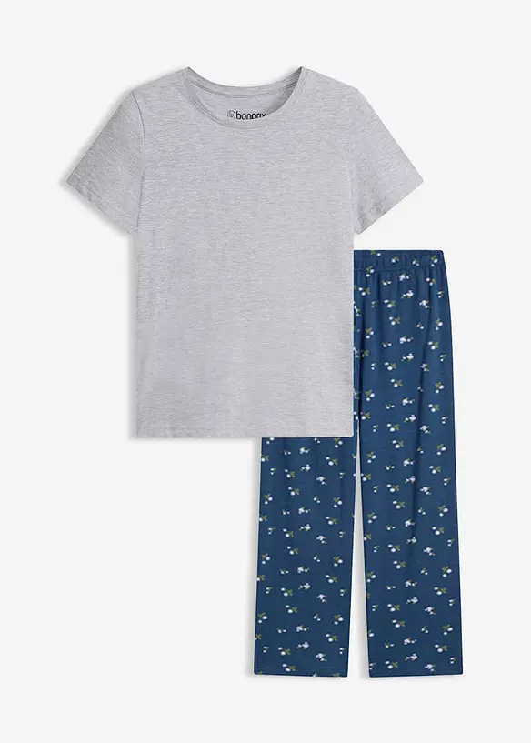 Pyjamas med figurn&auml;ra &ouml;verdel, kort&auml;rmad, bonprix