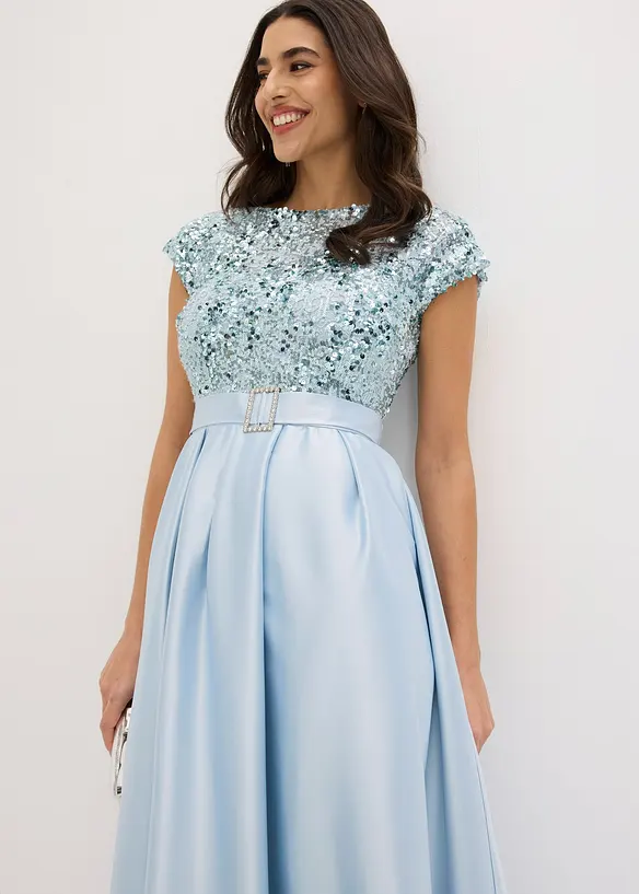 Maxikl&auml;nning i gl&auml;nsande satin med paljetter, bonprix