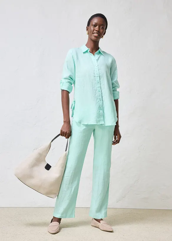 Skjortblus i linne, bonprix
