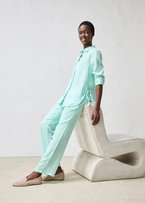 Skjortblus i linne, bonprix