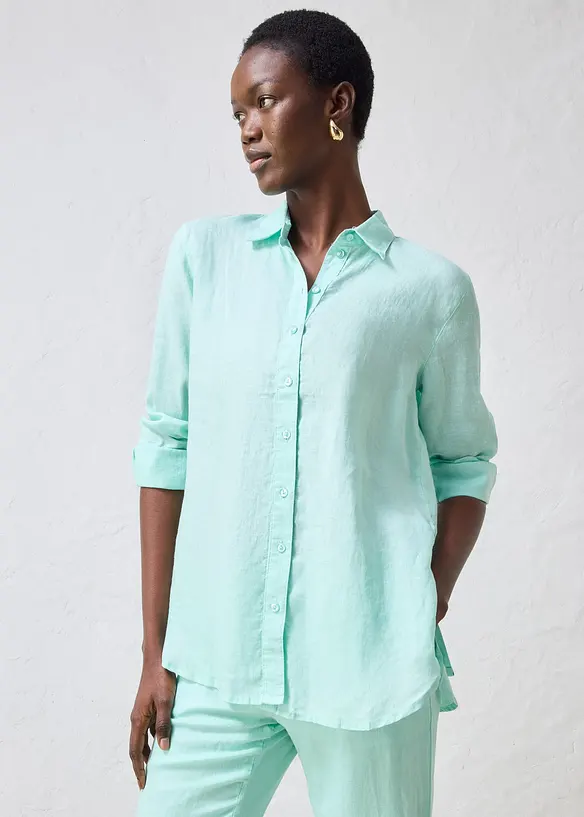 Skjortblus i linne, bonprix