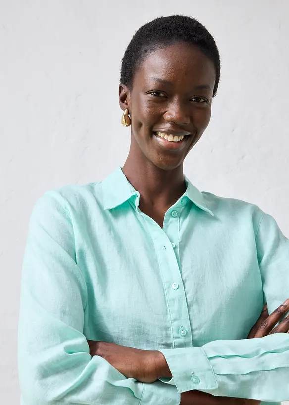 Skjortblus i linne, bonprix