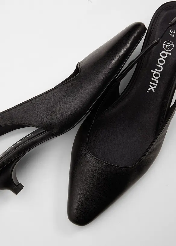 Slingbackpumps i skinn, bonprix