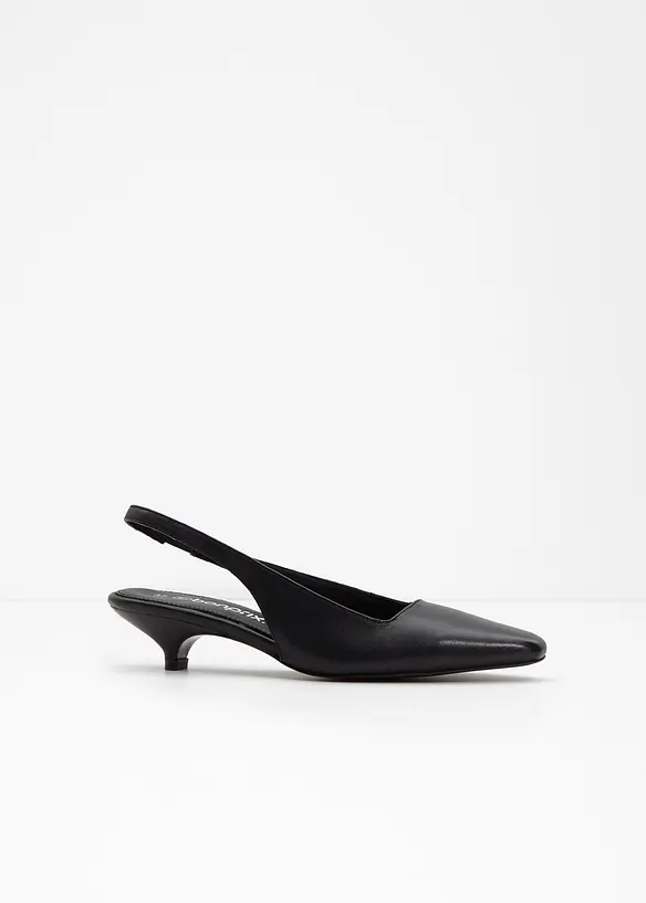 Slingbackpumps i skinn, bonprix