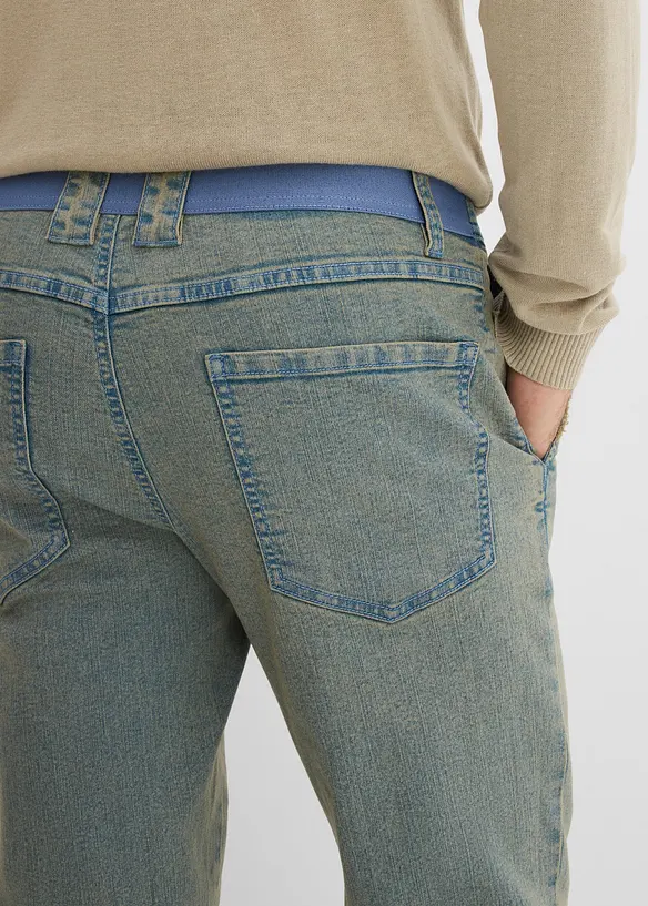 Tunna stretchjeans i Relaxed Fit med bekv&auml;m midja, Straight, bonprix