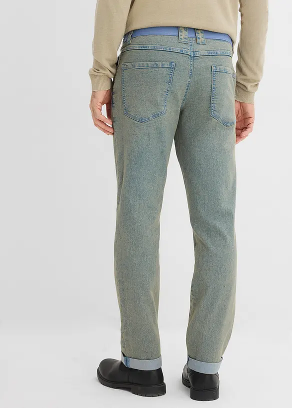 Tunna stretchjeans i Relaxed Fit med bekv&auml;m midja, Straight, bonprix