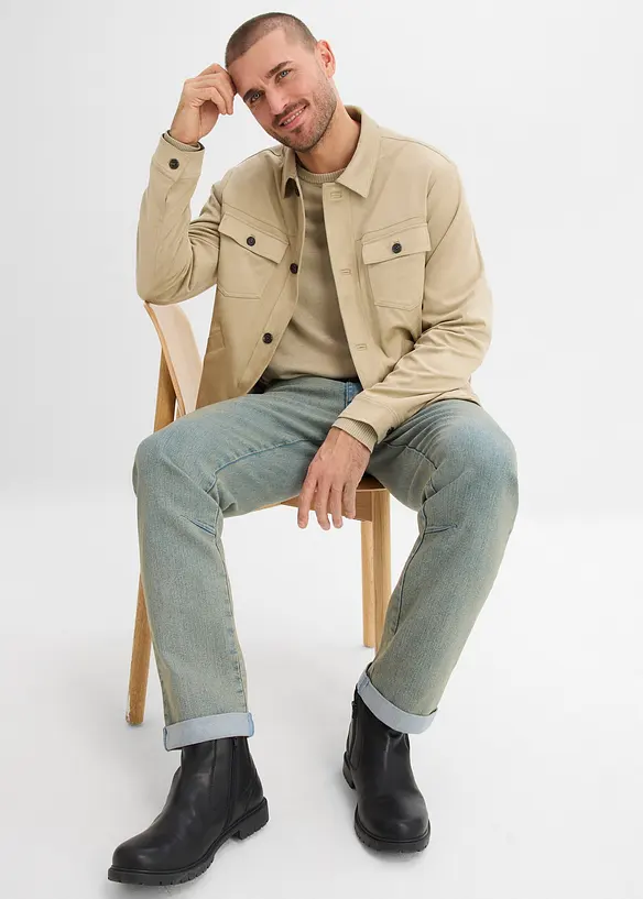 Tunna stretchjeans i Relaxed Fit med bekv&auml;m midja, Straight, bonprix