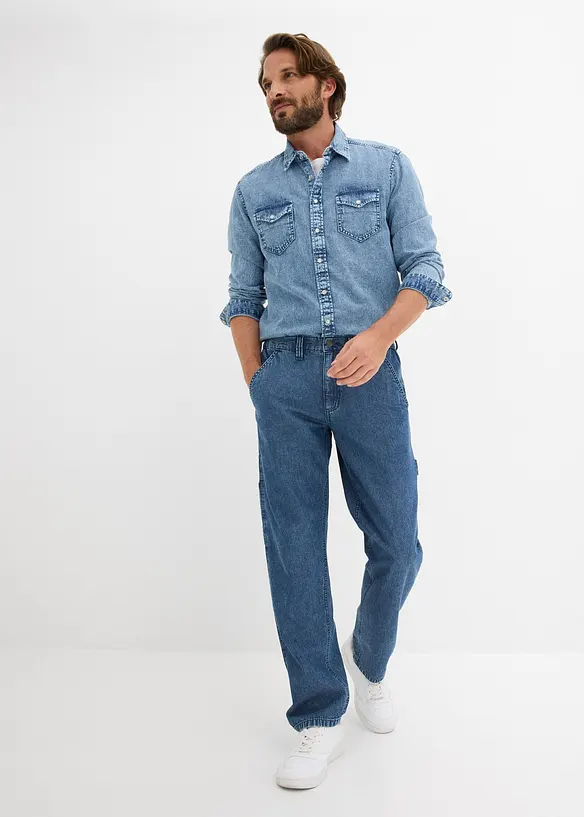Tunna Relaxed Fit Carpenter-jeans med bekv&auml;m midja, Straight, bonprix