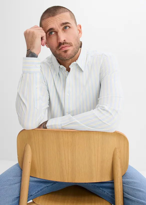 Strykfri skjorta med stretch, modern passform, bonprix