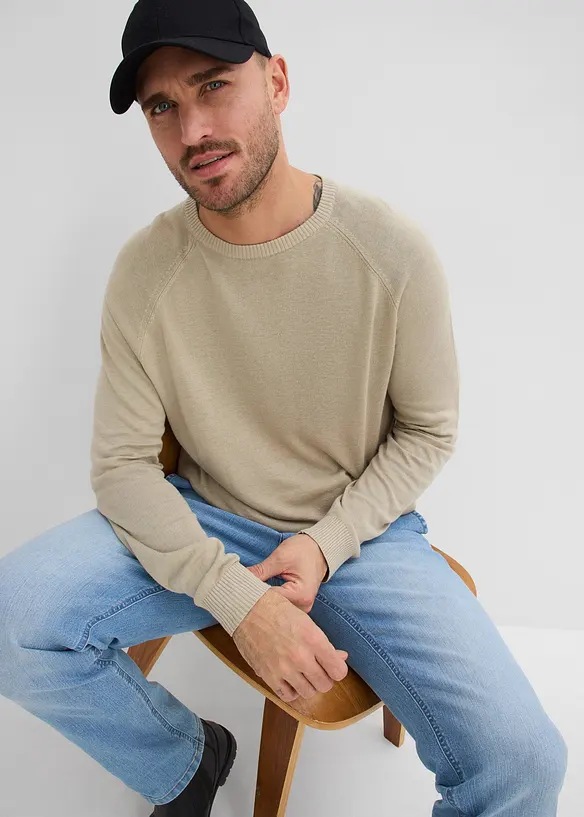 Tunn, finstickad tr&ouml;ja av linnemix, bonprix