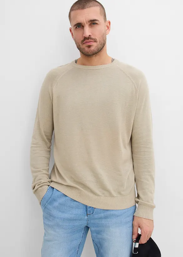 Tunn, finstickad tr&ouml;ja av linnemix, bonprix