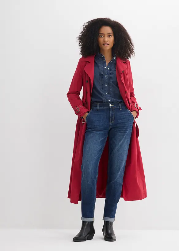 Boyfriend Jeans Mid Waist, med res&aring;rmidja, bonprix