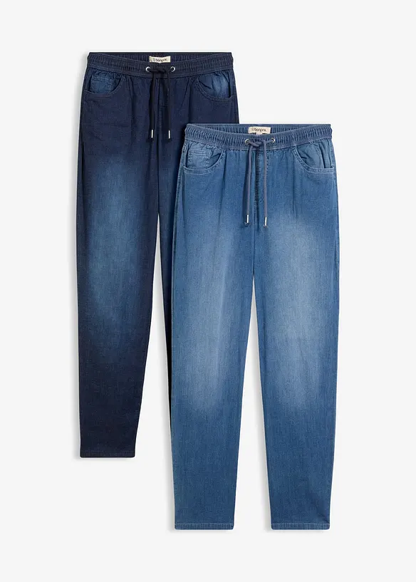 Dra p&aring;-jeans med raka ben, bonprix