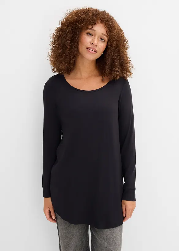 L&aring;ng topp av viskos, l&aring;ng&auml;rmad, bonprix