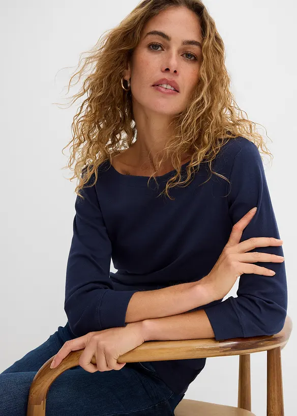 L&aring;ng&auml;rmad topp i ren ekologisk bomull, bonprix