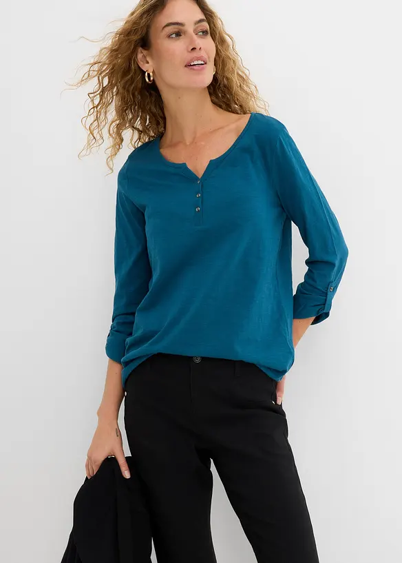 L&aring;ng&auml;rmad bomullstopp med knappsl&aring;, bonprix