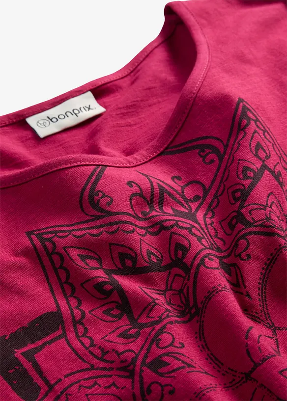 Topp i flamgarn, kort&auml;rmad, bonprix