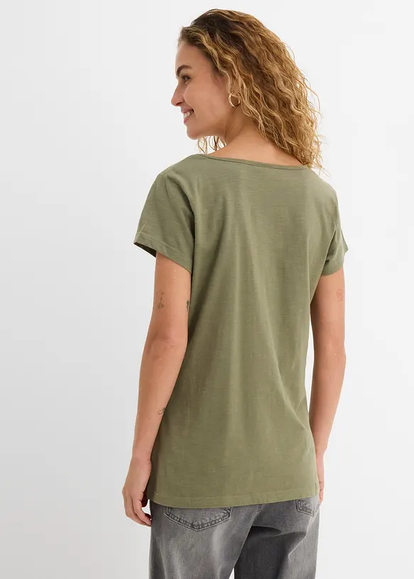 Topp i flamgarn, kort&auml;rmad, bonprix