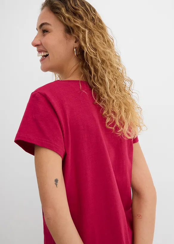 Topp i flamgarn, kort&auml;rmad, bonprix