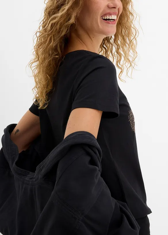 Topp i ekologisk bomull med hj&auml;rtmotiv, bonprix