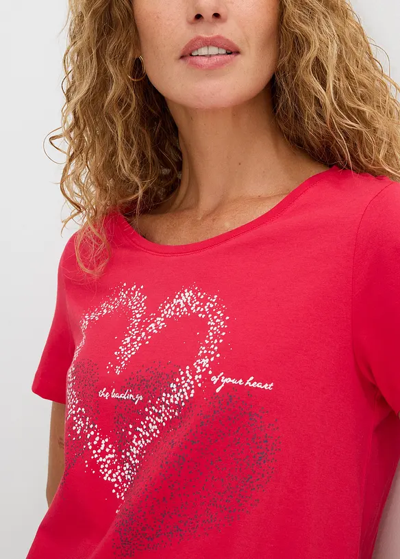 Topp i ekologisk bomull med hj&auml;rtmotiv, bonprix