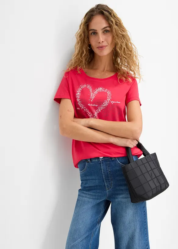 Topp i ekologisk bomull med hj&auml;rtmotiv, bonprix