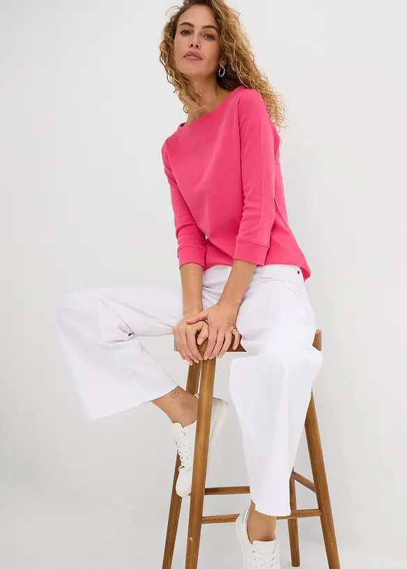 L&aring;ng&auml;rmad topp i ren ekologisk bomull, bonprix