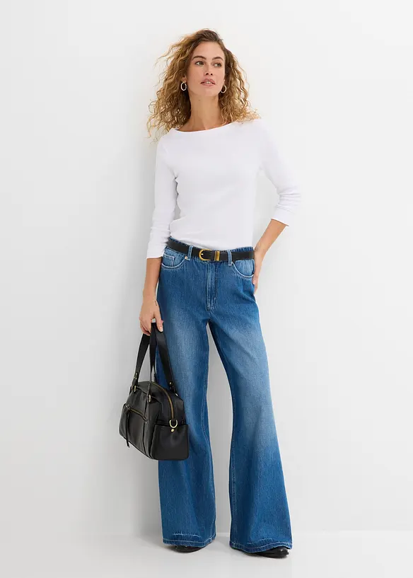 L&aring;ng&auml;rmad topp i ren ekologisk bomull, bonprix