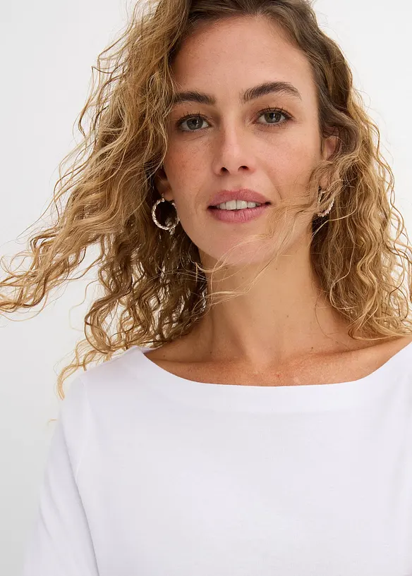 L&aring;ng&auml;rmad topp i ren ekologisk bomull, bonprix