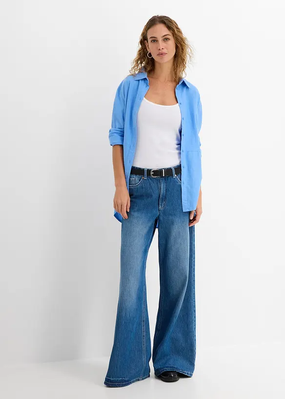 Linne av ren bomull och med smala axelband (2-pack), bonprix