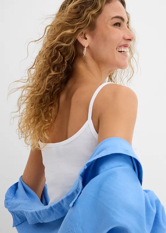 Linne av ren bomull och med smala axelband (2-pack), bonprix