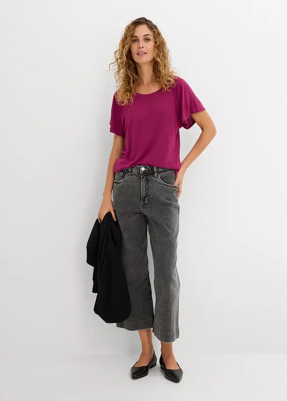 Topp i flamgarn med ving&auml;rmar, bonprix