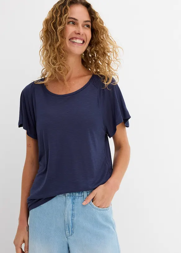 Topp i flamgarn med ving&auml;rmar, bonprix