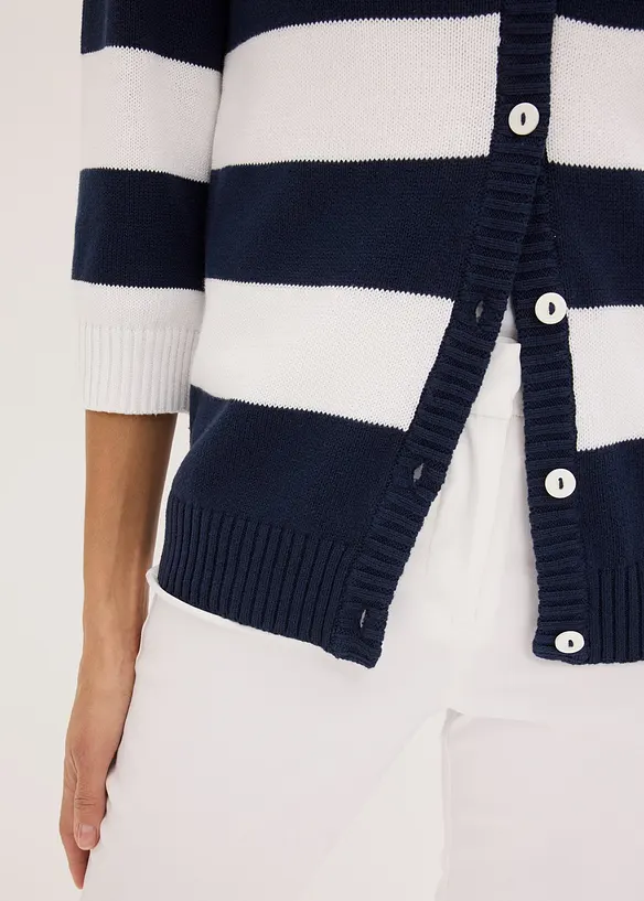 Randig bomullscardigan, bonprix