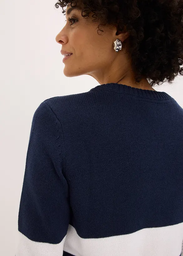 Randig bomullscardigan, bonprix