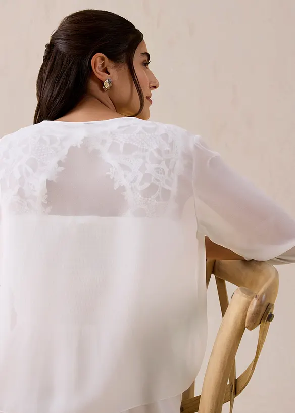 Chiffongbolero med &aring;tervunnen polyester, bonprix