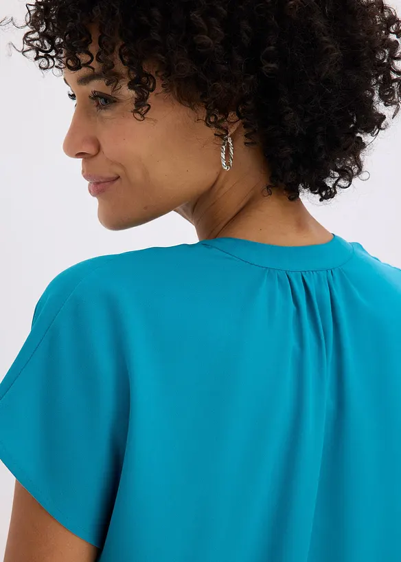 Kort&auml;rmad blus med dold knappsl&aring;, bonprix