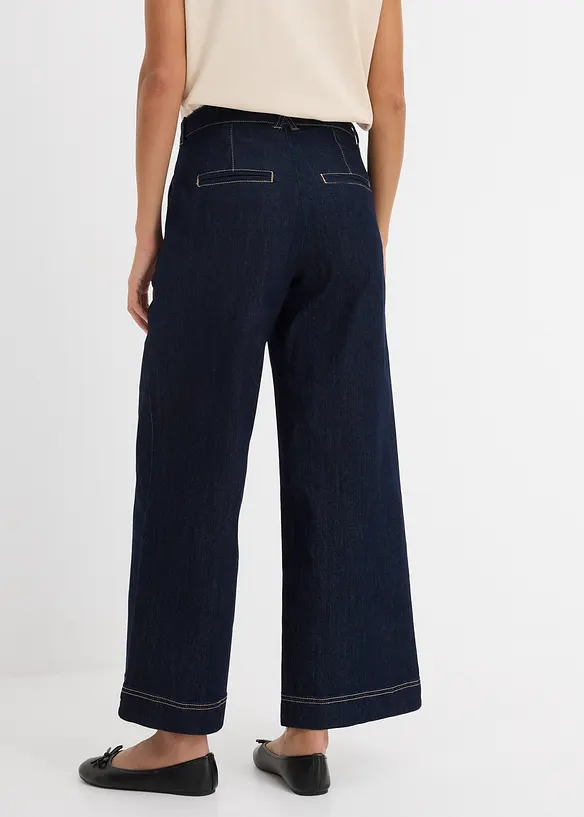 Wide Leg Jeans High Waist, med bekv&auml;m midja, bonprix