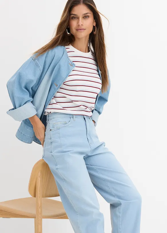 Barreljeans, High Waist, ekologisk bomull, bonprix