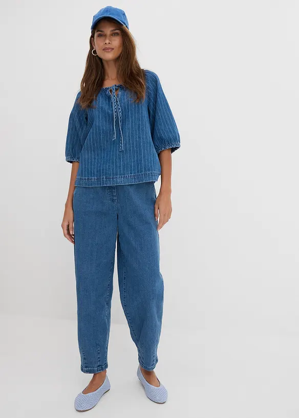 Mom Jeans High Waist, med bekv&auml;m midja, bonprix