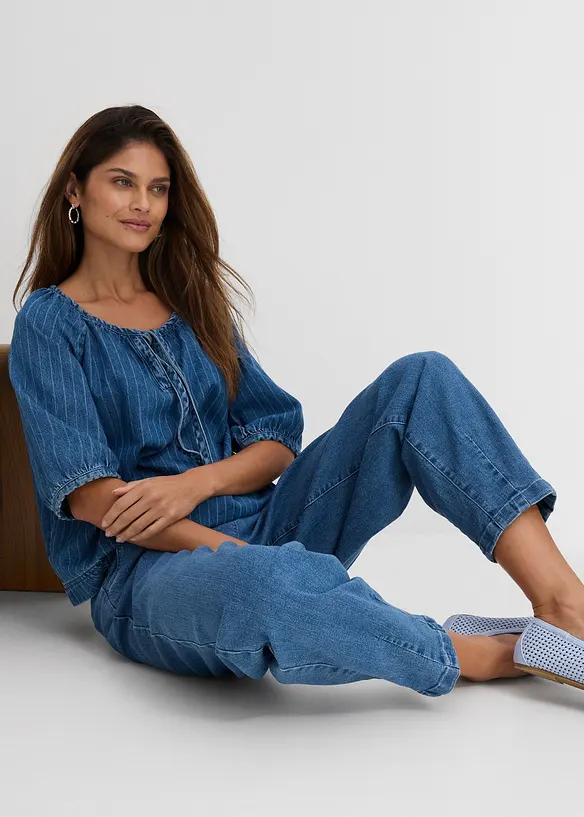 Mom Jeans High Waist, med bekv&auml;m midja, bonprix