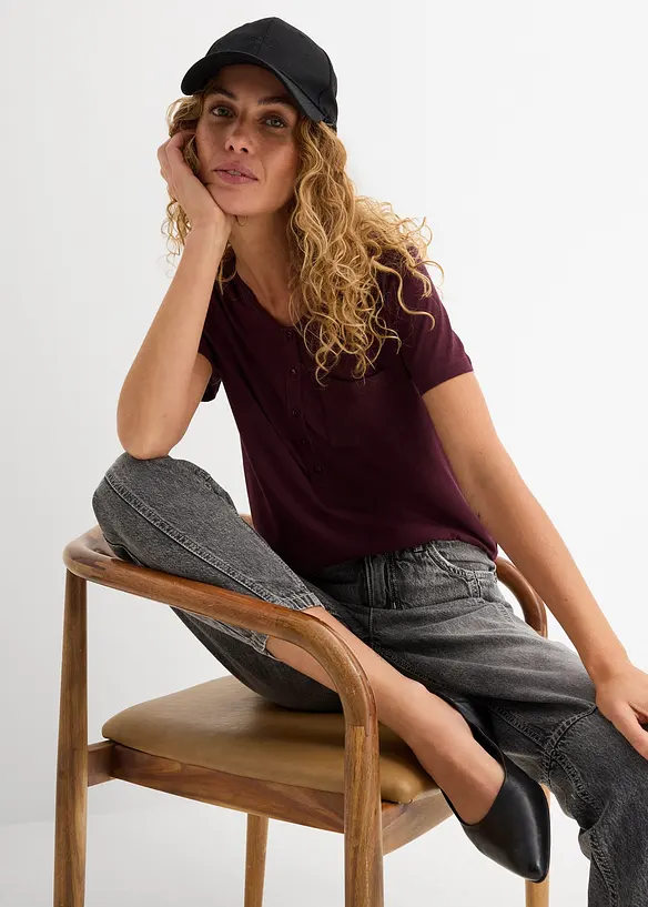 T-shirt i bomull och viskos, bonprix